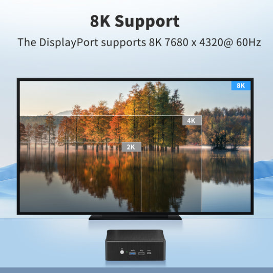 Mini PC with 12th/13th Gen Processor (i5-12450H/i7-12700H/i7-13700H/i9-12900H/i9-13900H)Desktop Computer, Triple Display, 2.5G LAN, WiFi 6e, VESA, Windows 11 Pro