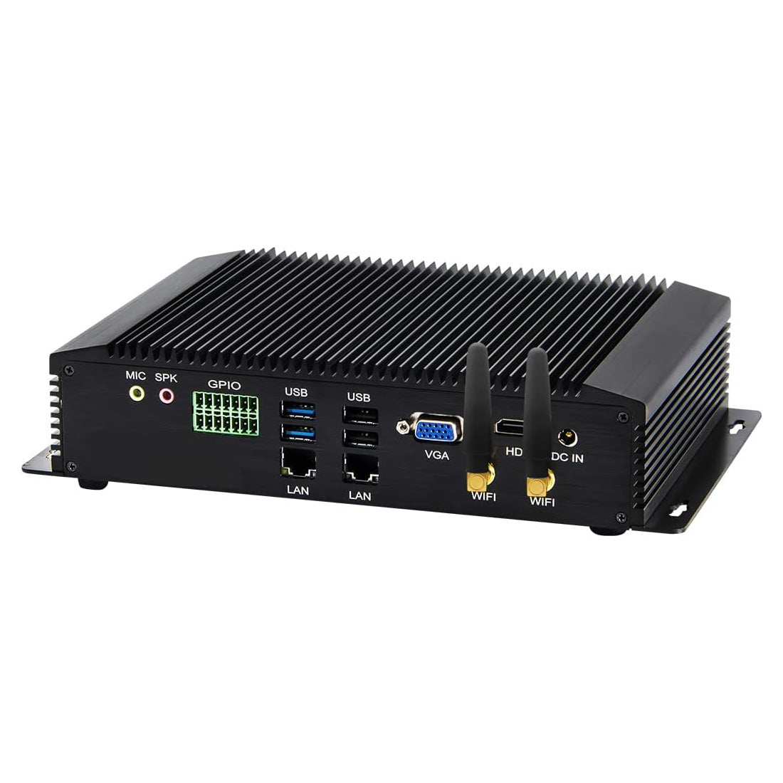 Fanless Industrial PC, Mini Desktop Computer with Core i5 / i7, 6xCOM R232/ 422/485, Dual LAN, GPIO, Wi-Fi, HDMI, VGA, Windows 11 Pro