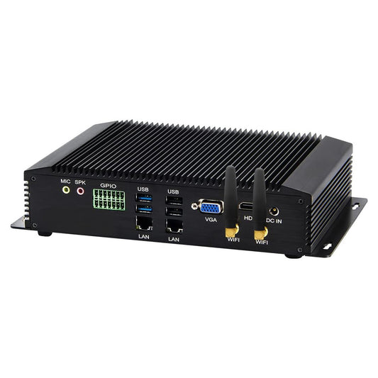 Fanless Industrial PC, Mini Desktop Computer with Core i5 / i7, 6xCOM R232/ 422/485, Dual LAN, GPIO, Wi-Fi, HDMI, VGA, Windows 11 Pro
