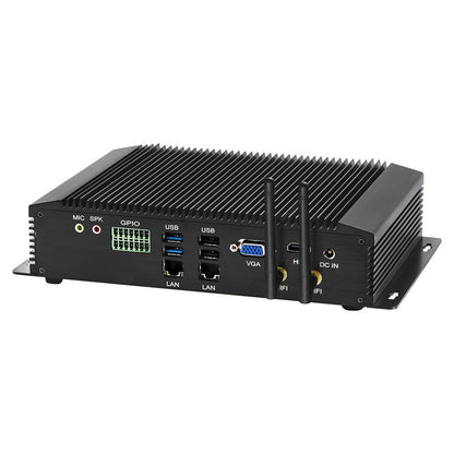 Fanless Industrial PC, Mini Desktop Computer with Core i5 / i7, 6xCOM R232/ 422/485, Dual LAN, GPIO, Wi-Fi, HDMI, VGA, Windows 11 Pro