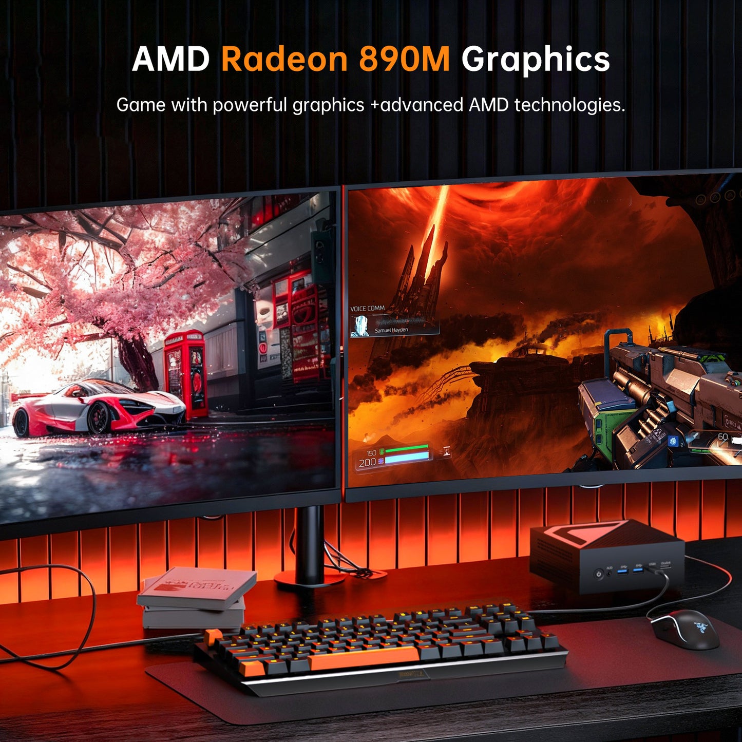 Mini AI PC with Ryzen AI 9 HX 370(12 Cores, Up to 5.1 GHz, Max 80 TOPS), 2 * 2.5G LAN, 1*HD, 1*DP, 1* USB4.0 Triple Display, Wi-Fi 6e, Windows 11 Pro