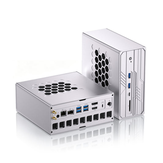 AI Mini PC with Ryzen AI Max+ 395 (16Cores, Upto 5.1GHz), 128GB LPDDR5X RAM AI Workstation PC, Dual LAN (2.5GbE + 10GbE), WiFi 7, USB4.0, SD Reader, 4* Display, 8K