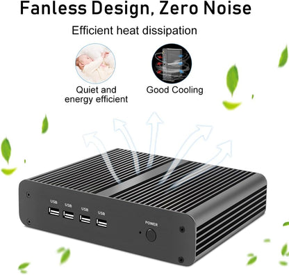 Fanless PC i7, Mini Desktop Computer with Core i7-1165G7, Passive Cooling, Dual Diplay, Wi-Fi 6, VESA, Windows 11 Pro
