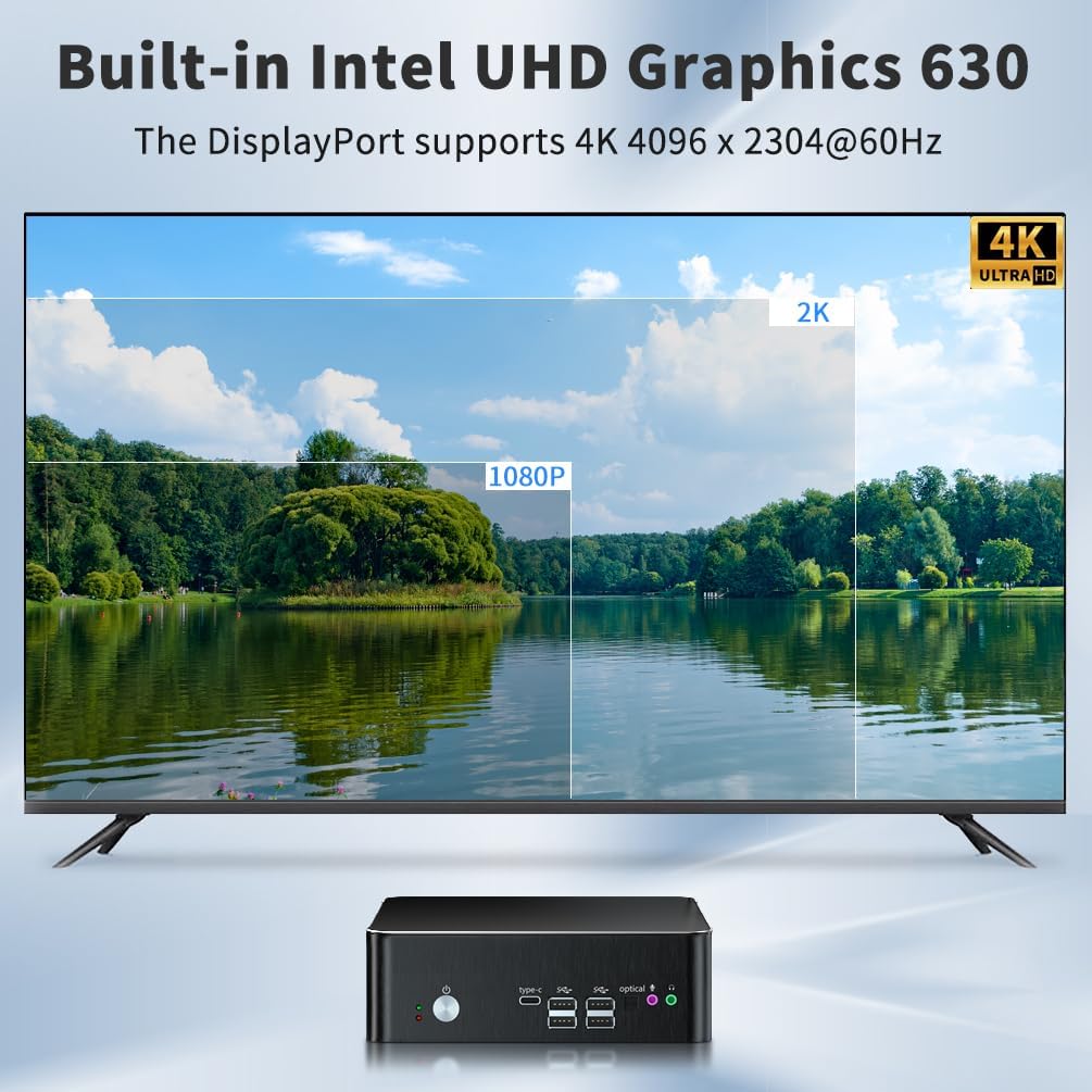 Mini PC i9, Desktop Computer with Core i9-9880H (Upto 4.8GHz), 2*HDMI, 1*DP, Dual 2.5G LAN, Optical, Wi-Fi 6E, Windows 11 Pro（COP）