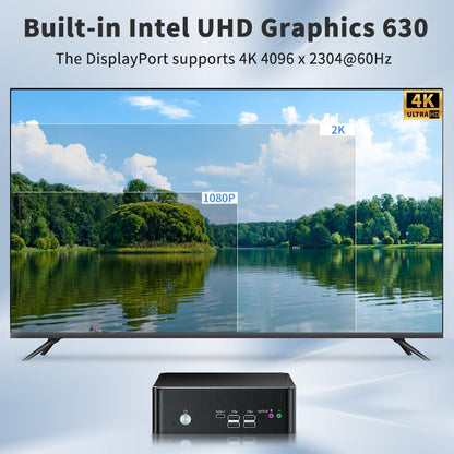Mini PC i9, Desktop Computer with Core i9-9880H (Upto 4.8GHz), 2*HDMI, 1*DP, Dual 2.5G LAN, Optical, Wi-Fi 6E, Windows 11 Pro（COP）