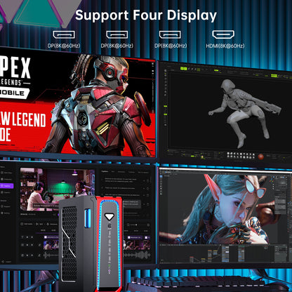Mini Gaming PC Liquid Cooling, 14th Gen Core i9-14900F with DDR5 RAM PCIE4.0 SSD Desktop Computer, RTX4070 12G, 8K, 1*HDMI, 3*DisplayPort, Optical, WiFi 6e, Windows 11 Pro