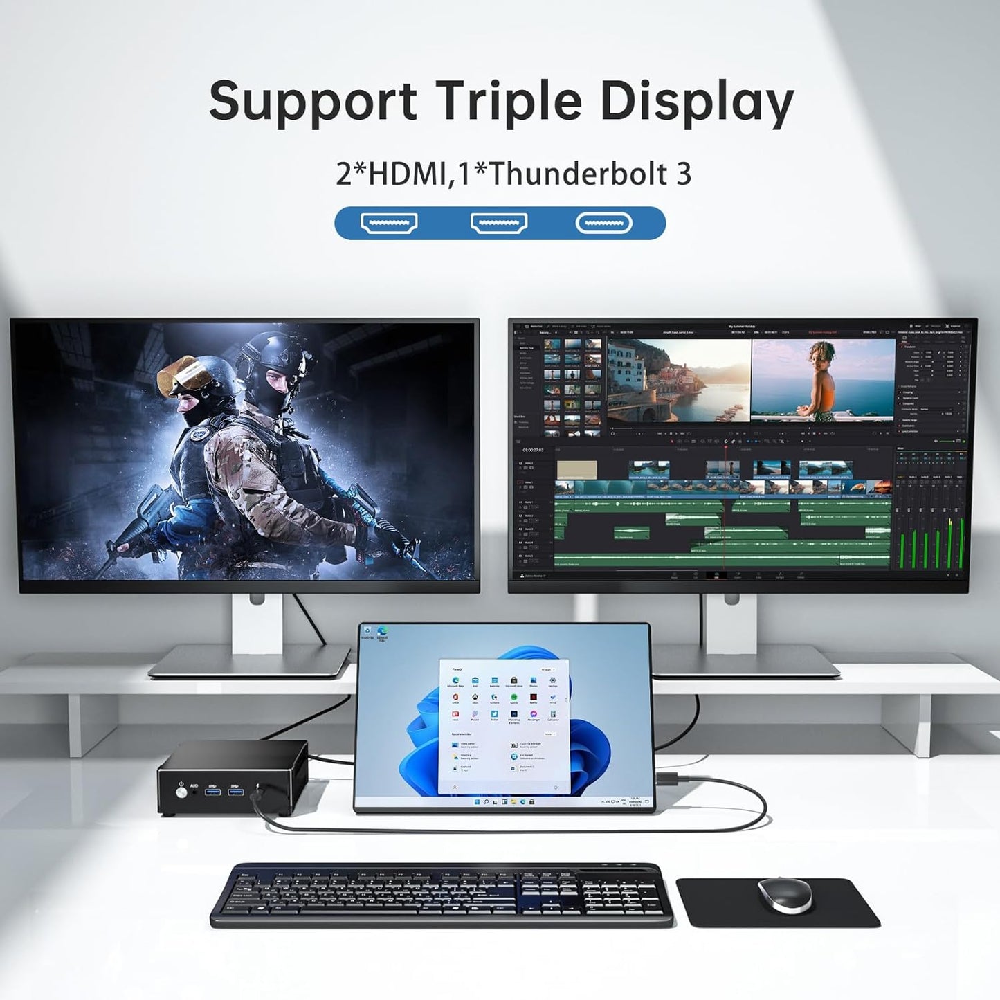 Mini Gaming PC with R9-7940HS/ R7-7840HS , Radeon 780M Graphics, 2.5G LAN, 2*HDMI, 1*USB-C, Wi-Fi 6e, Windows 11 Pro（COP））