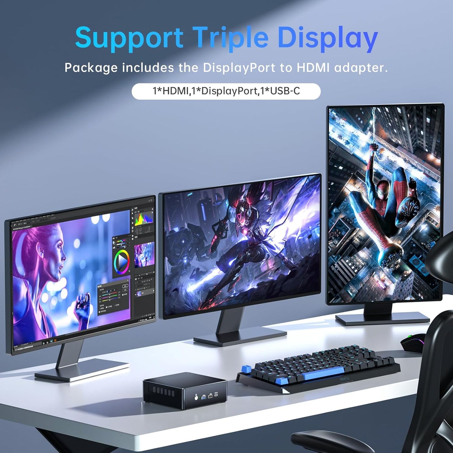Mini PC i9, Core i9-13900H Desktop Computer (14 Cores 20 Thread, Upto 5.4GHz), 2.5G LAN, Wi-Fi 6E, Triple Display, VESA, Windows 11 Pro（COP）