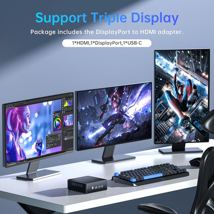 Mini PC i9, Core i9-13900H Desktop Computer (14 Cores 20 Thread, Upto 5.4GHz), 2.5G LAN, Wi-Fi 6E, Triple Display, VESA, Windows 11 Pro（COP）