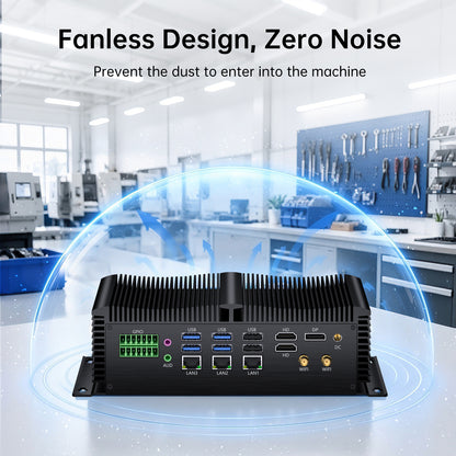 Fanless Industrial PC GK9000, Mini Desktop Computer, COM R232/ 422/485, Triple 2.5G LAN, GPIO, 4K, Wi-Fi, WOL Support, Wide Voltage, 2*HDMI, 1*DP, Windows 11 Pro