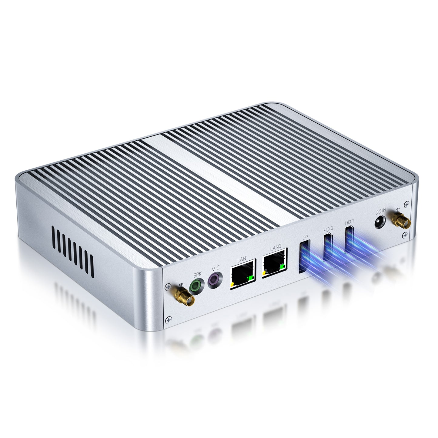 Fanless Mini PC, Desktop Computer 4-Core 12th Gen N100 Up to 3.4GHz, Windows 11 Pro, 16G DDR4, 1T NVME SSD, Dual Gigabit Ethernet, Triple Display, DP/2xHDMI 4K@60Hz, WiFi6, BT5.1, HTPC