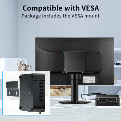 Mini PC with 12th/13th Gen Processor (i5-12450H/i7-12700H/i7-13700H/i9-12900H/i9-13900H)Desktop Computer, Triple Display, 2.5G LAN, WiFi 6e, VESA, Windows 11 Pro