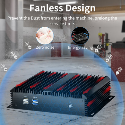 Fanless Industrial PC, Mini Computer with Core i3-5005U/ i5-4200U/ i7-5500U, Dual NIC, 2/4*COM RS232, Wi-Fi, 1*HDMI 1*VGA, Windows 10 Pro