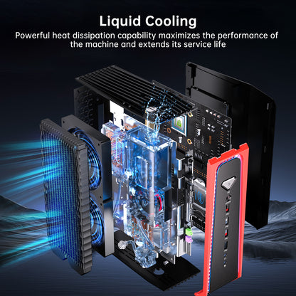 Mini Gaming PC Liquid Cooling, 14th Gen Core i9-14900F with DDR5 RAM PCIE4.0 SSD Desktop Computer, RTX4070 12G, 8K, 1*HDMI, 3*DisplayPort, Optical, WiFi 6e, Windows 11 Pro