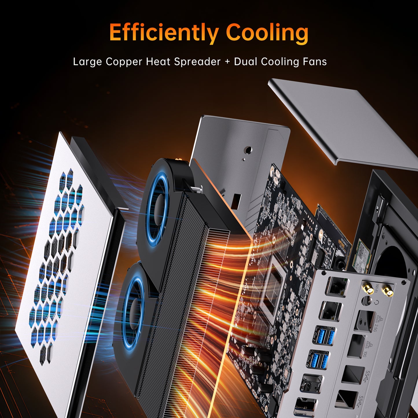 AI Mini PC with Ryzen AI Max+ 395 (16Cores, Upto 5.1GHz), 128GB LPDDR5X RAM Desktop Computer, Dual LAN (2.5GbE + 10GbE), WiFi 7, USB4.0, SD Reader, 4* Display, 8K