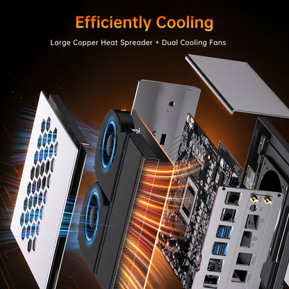 AI Mini PC with Ryzen AI Max+ 395 (16Cores, Upto 5.1GHz), 128GB LPDDR5X RAM Desktop Computer, Dual LAN (2.5GbE + 10GbE), WiFi 7, USB4.0, SD Reader, 4* Display, 8K