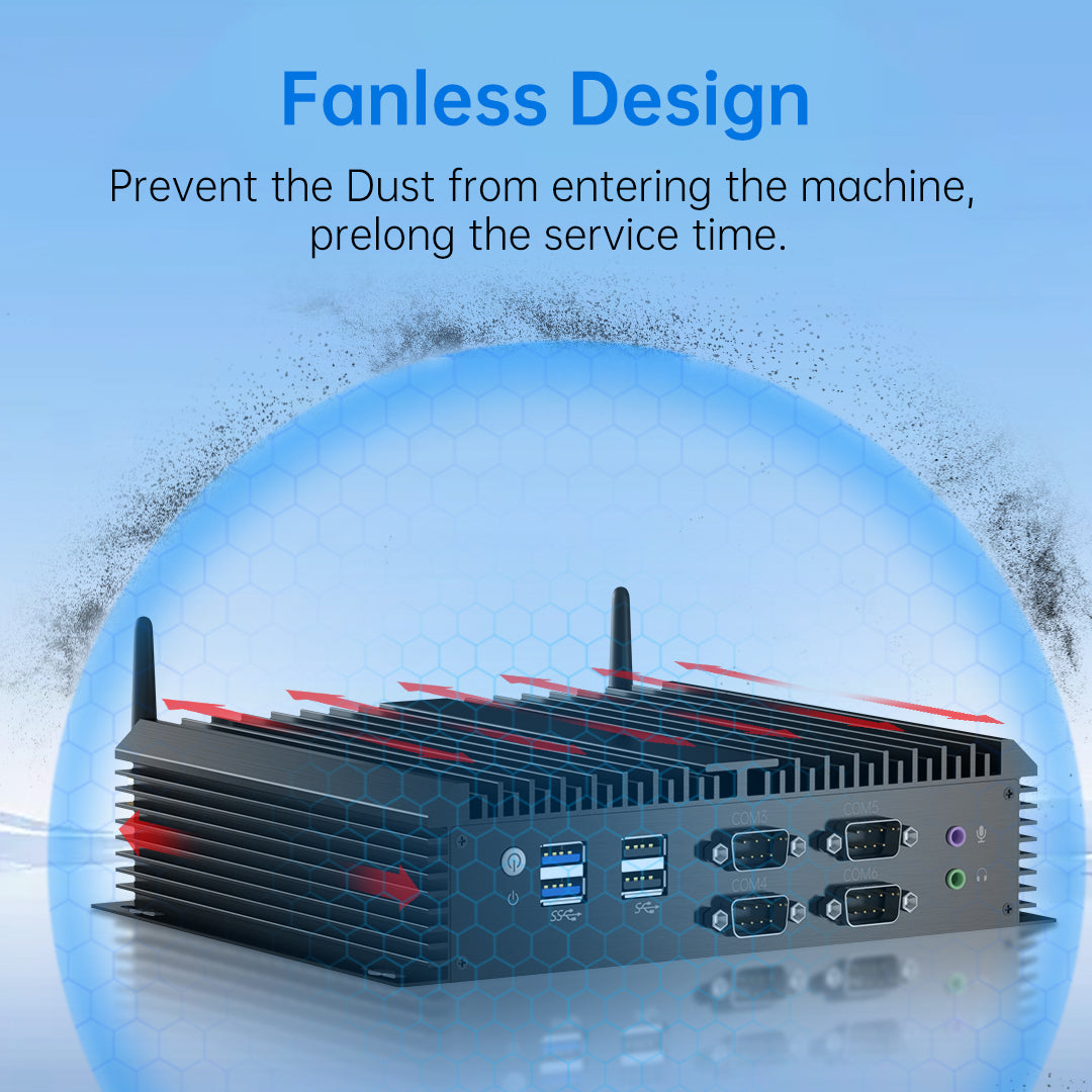 Mini Industrial PC, Fanless Desktop Computer with i7-8550U, VGA